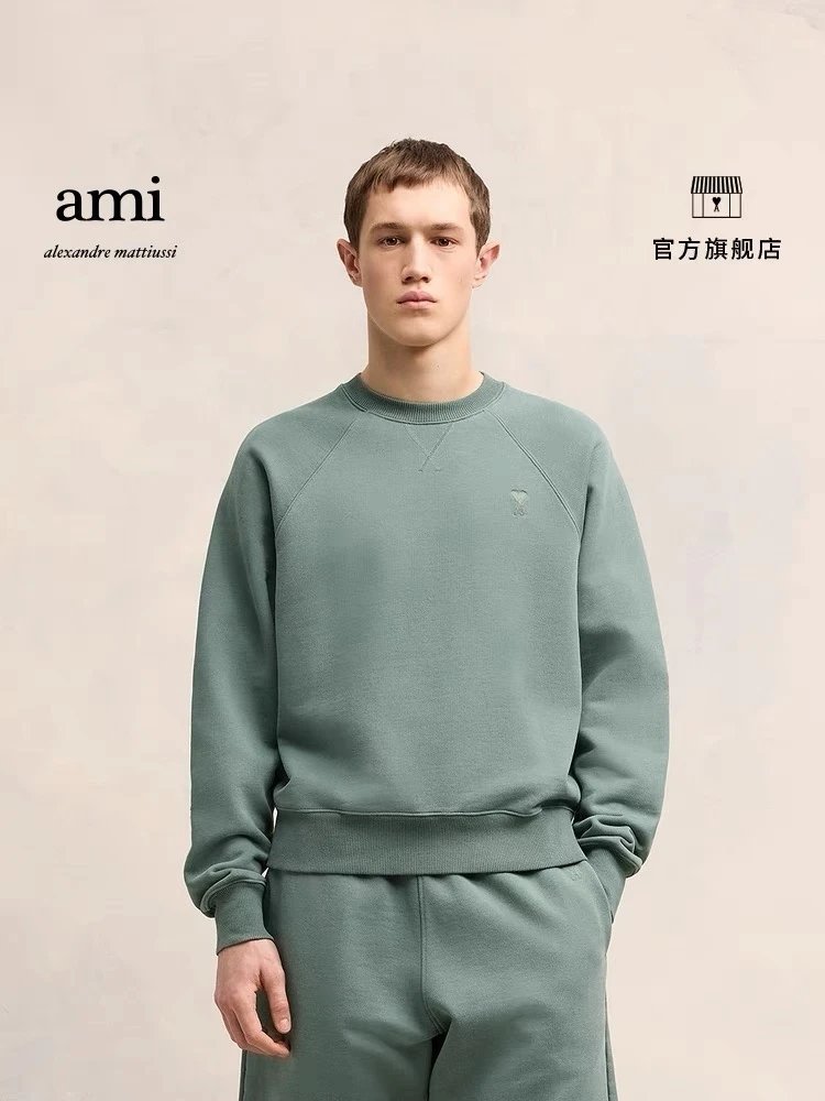 Ami Hoodie Top Version【Autumn New Product】Same Style for Men and Women24Autumn Same Color Love Casual Cotton Loose Pullover Sweatershirt