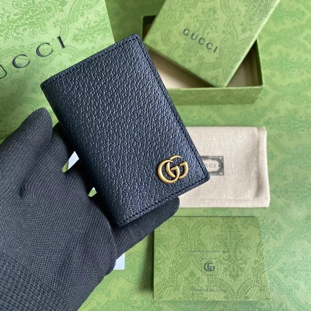 Gucci Wallet Top version 【Original Leather】2022New Card Holder Card Holder Men's and Women's Same Wallet Full Leather Cowhide Men's Wallet