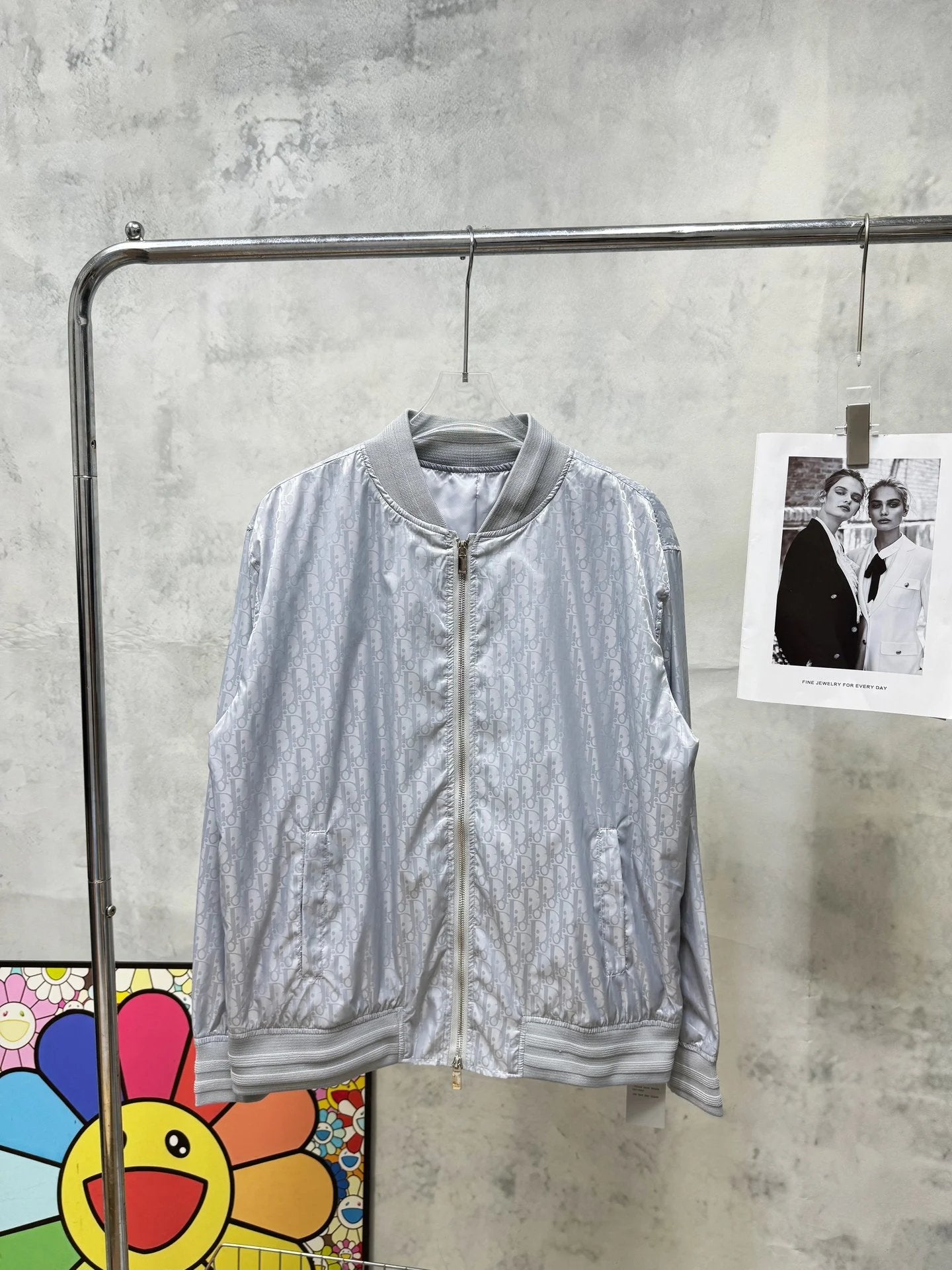 Dior Jackets Dark Pattern Full Print Jacquard Zipper Jacket Casual Loose Stand Collar Jacket os Baseball Style Unisex Sports Cardigan24ss Autumn and Winter New Products