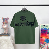 Balenciaga T-shirt Yellow Tape Print logo round Neck Short Sleeve25ss New Pure Cotton Unisex Style T T-shirt OS Loose Fit Base Shirt Top Half Sleeve T-Shirt