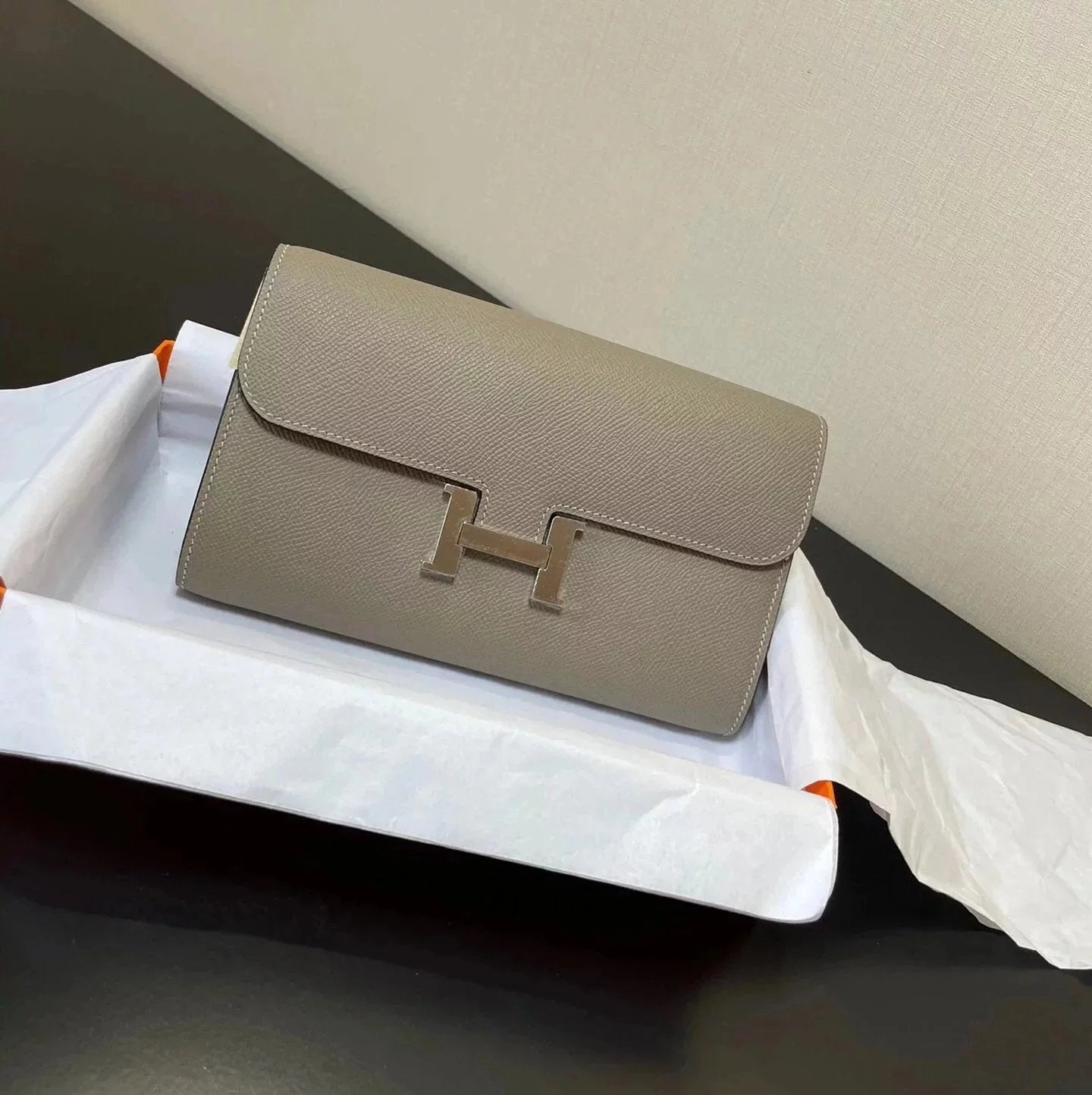 Hermes women's bag Top version New Kangkang Women's Bag epsom Leather Palm Print ConstanceToGoWoc Shoulder Crossbody Handbag Clutch Long Long Purse Wallet Dinner Bag