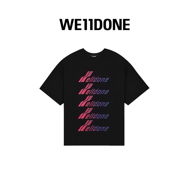 We11done T-shirt Top Version Neutral Men and Women Same Classic Gradient Letters logo Printed Black, Short Sleeve T T-shirt