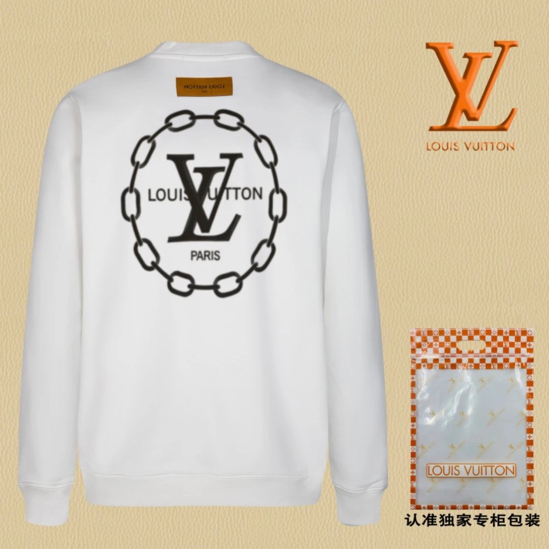 Louis Vuitton LV Hoodie Large back logo Round Neck Sweatshirt Jacket Pullover Long Sleeve OS Unisex Sports Casual Loose Fit Base Shirt Top