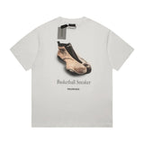 Balenciaga T-shirt Chest Front Sneaker Pattern logo round Neck Short Sleeve25ss New pure cotton T Unisex T-Shirt OS Drop Shoulder Style Base Shirt Top T-Shirt Half Sleeve