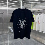 Louis Vuitton LV T-shirt Large Letter Embroidered Print on the Chest logo round Neck Short Sleeve25ss New pure cotton T Unisex T-Shirt OS Drop Shoulder Loose Fit Base Shirt Top T-Shirt Short Sleeve