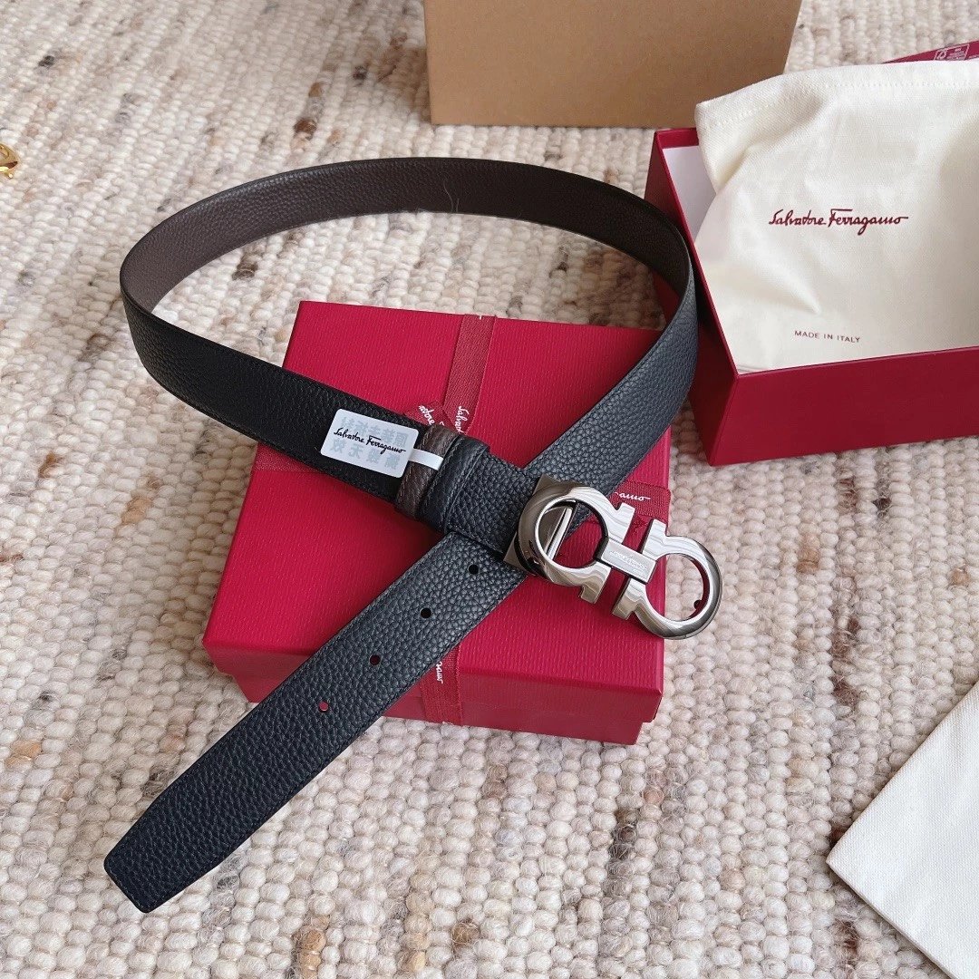 Ferragamo Belt Top version 【Full Package】Belt Width for Men and Women3.5cm with Chip nfc Anti-Counterfeiting Quality Counter Full Set Packaging Italian Double-Sided Cowhide Matching Boutique Brass Buckle Long and Short Belt Pants Belt