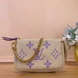 Louis Vuitton LV Women's Bag Top version Mid-Ancient Presbyopic Mahjong Bag Zipper Style Small Shoulder Bag Underarm Bag Coin Purse Hand Bag Handbag Shoulder Bag Messenger Bag Women's Bag Women's Bag M40712M82766M80349M58009New Purple Printing Matcha Gree