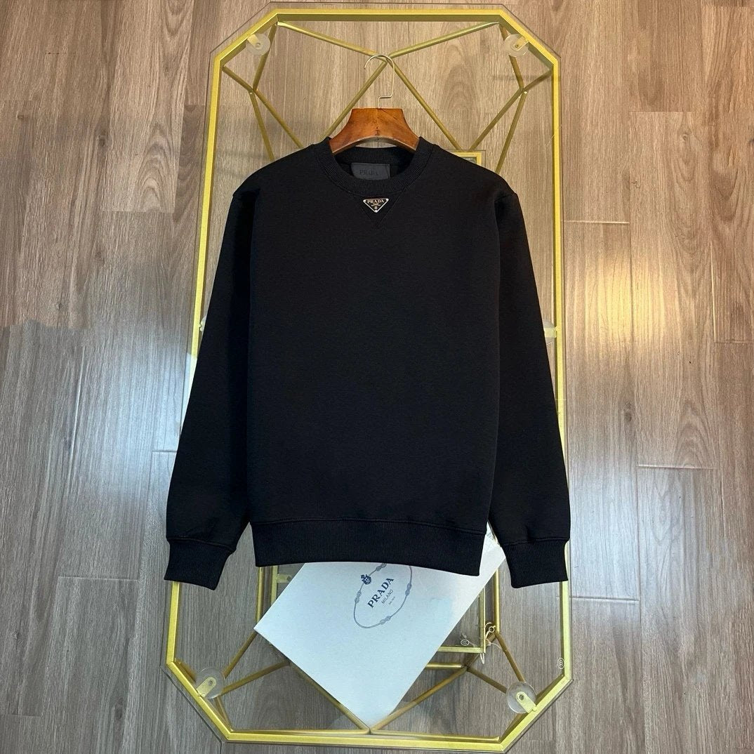 PRADA Hoodie New Style Chest Metal Triangle Logo Round Neck Sweatshirt Long Sleeve Base Shirt Jacket Top Fashion Unisex Sports Casual Loose Versatile Autumn Winter New Arrival