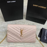 YSL Women's Bag Top version Yang Shulin WOC Envelope Package Chain Bag Women's Bag Crossbody Bag Caviar Cowhide woc Large Chain Bag22.5cm377828