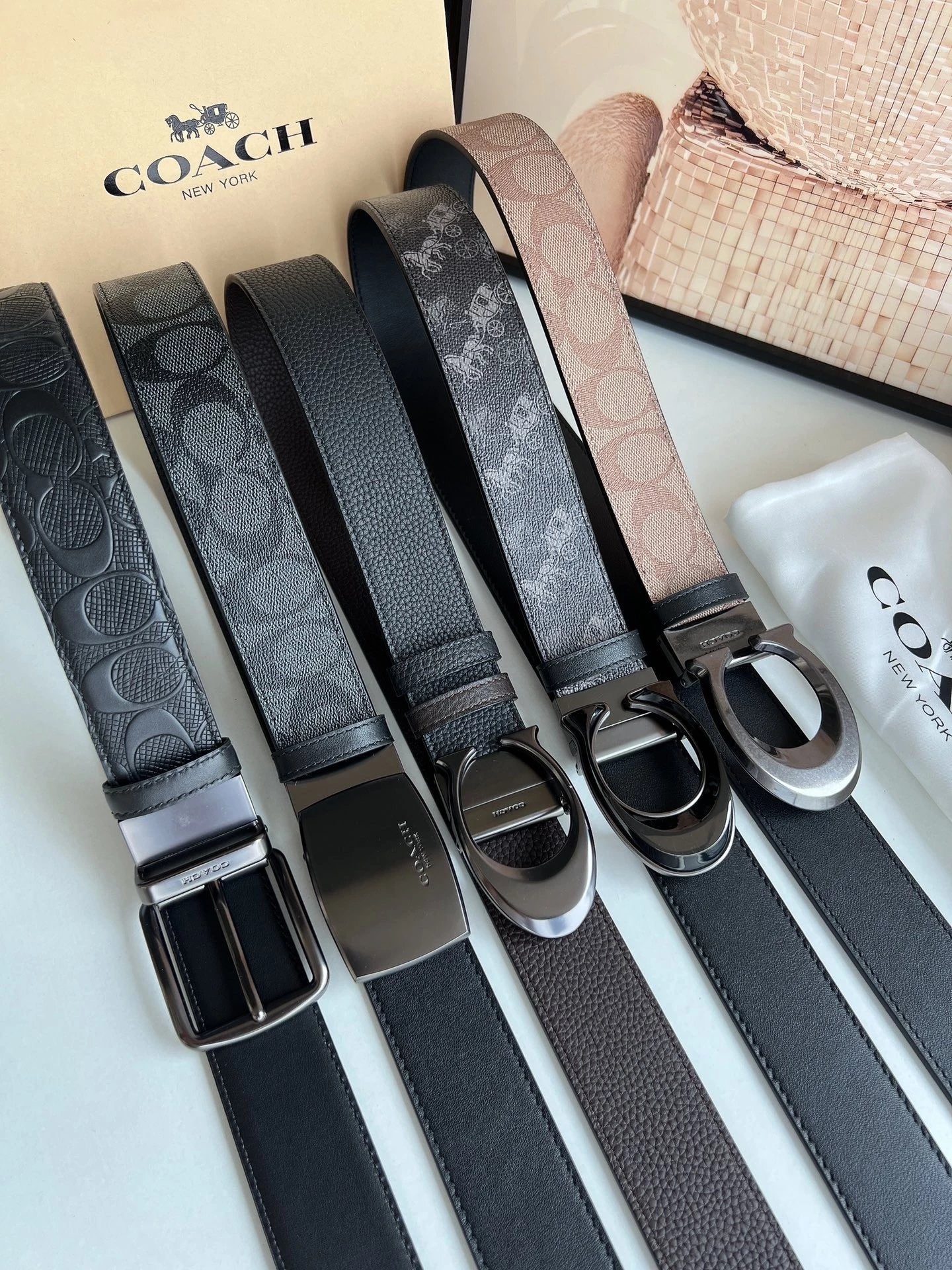 COACH Belt Top version Belt Genuine Cattlehide Leather Surface Belt Men's Pure Cowhide Belt Belt Men's Business Casual Belt Belt Men's High-End Belt