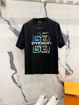 Givenchy T-shirt Colorful Letter Print on the Chest logo round Neck Short Sleeve25ss New Pure Cotton Unisex Style T Casual T-Shirt Base Layer Shirt OS Loose Fit Half Sleeve Top Plus Size