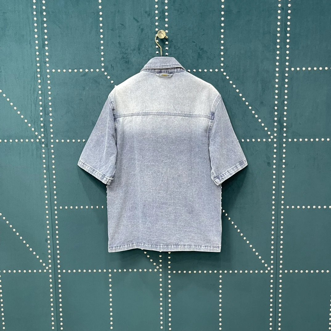 Louis Vuitton LV Shirt 3D Embossed Embossing logo Saga Turn-down Collar Short Sleeve Shirt Versatile Casual Business Unisex Slim Fit Jacket