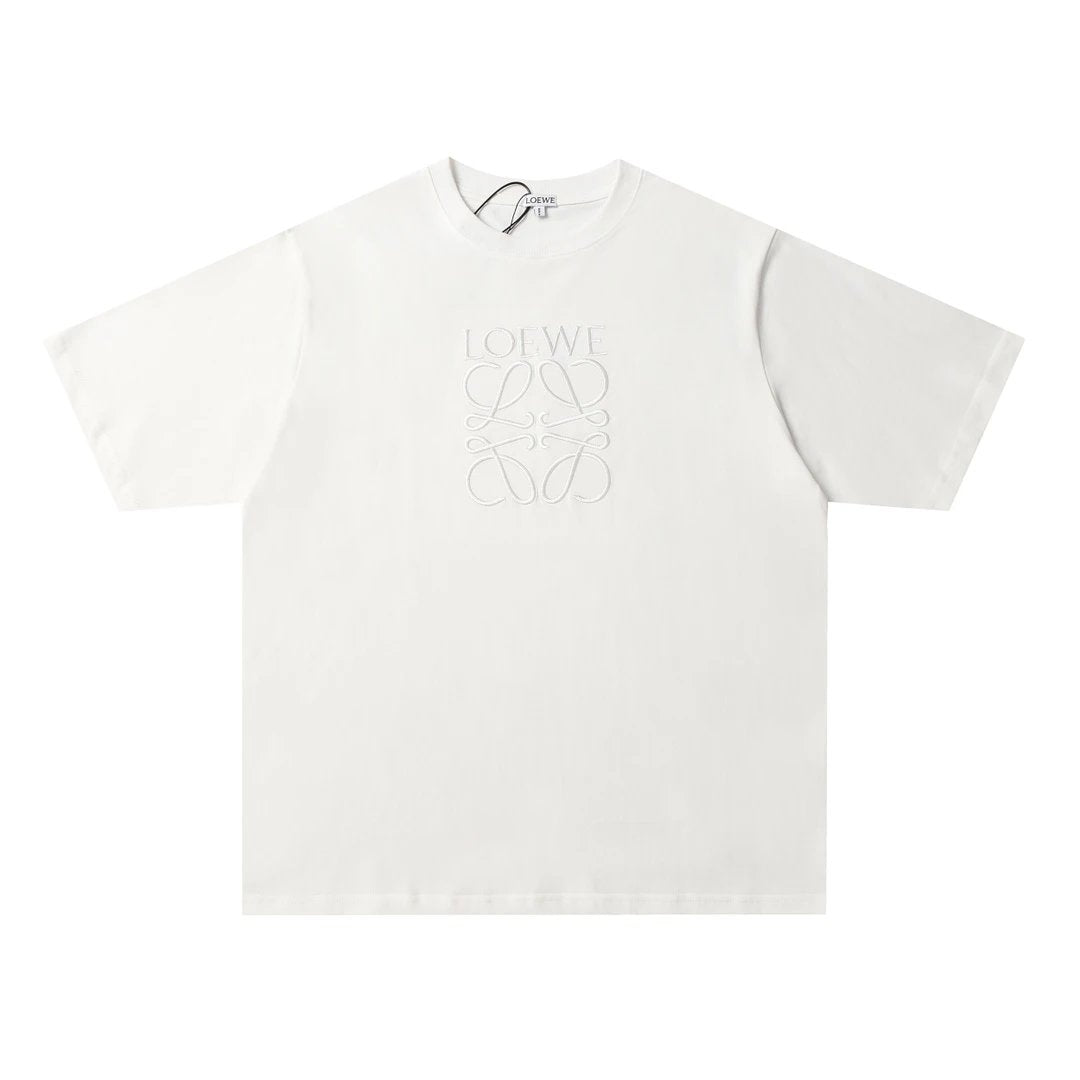 LOEWE T-shirt Chest Letter Embroidery LOGO round Neck Short Sleeve25ss New pure cotton T Unisex T-Shirt OS Loose Fit Base Shirt Top Half Sleeve T-Shirt