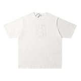LOEWE T-shirt Chest Letter Embroidery LOGO round Neck Short Sleeve25ss New pure cotton T Unisex T-Shirt OS Loose Fit Base Shirt Top Half Sleeve T-Shirt