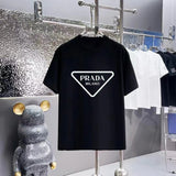 PRADA T-shirt Chest Triangle Pattern Print logo round Neck Short Sleeve25ss New pure cotton T Unisex T-Shirt OS Loose Fit Base Shirt Top Half Sleeve T-Shirt