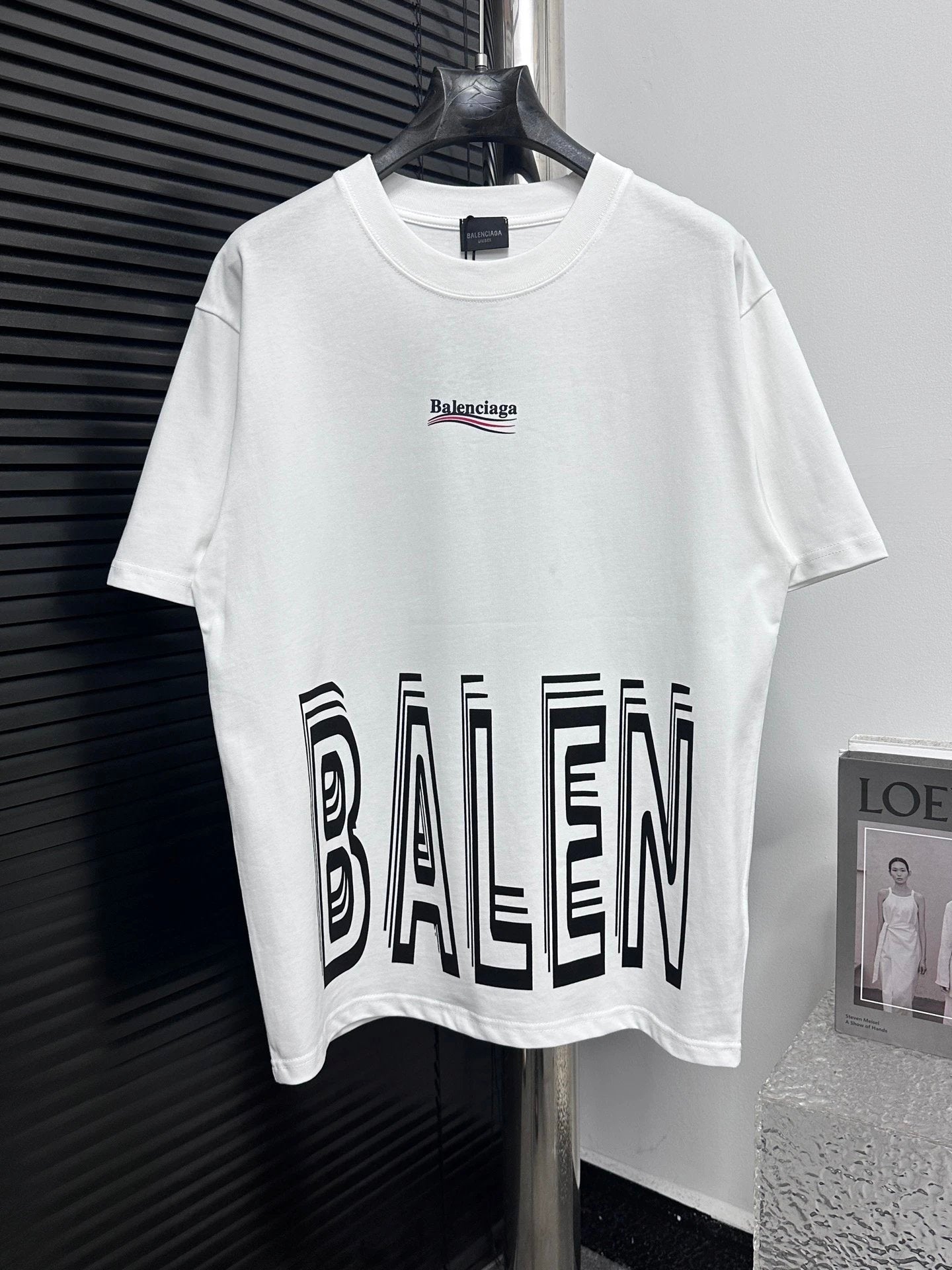 Balenciaga T-shirt Front and Back 3D Letter Print logo round Neck Short Sleeve25ss New Pure Cotton Unisex Style T Casual T-Shirt Base Layer Shirt OS Loose Fit Half Sleeve Top Plus Size