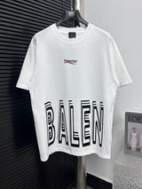 Balenciaga T-shirt Front and Back 3D Letter Print logo round Neck Short Sleeve25ss New Pure Cotton Unisex Style T Casual T-Shirt Base Layer Shirt OS Loose Fit Half Sleeve Top Plus Size