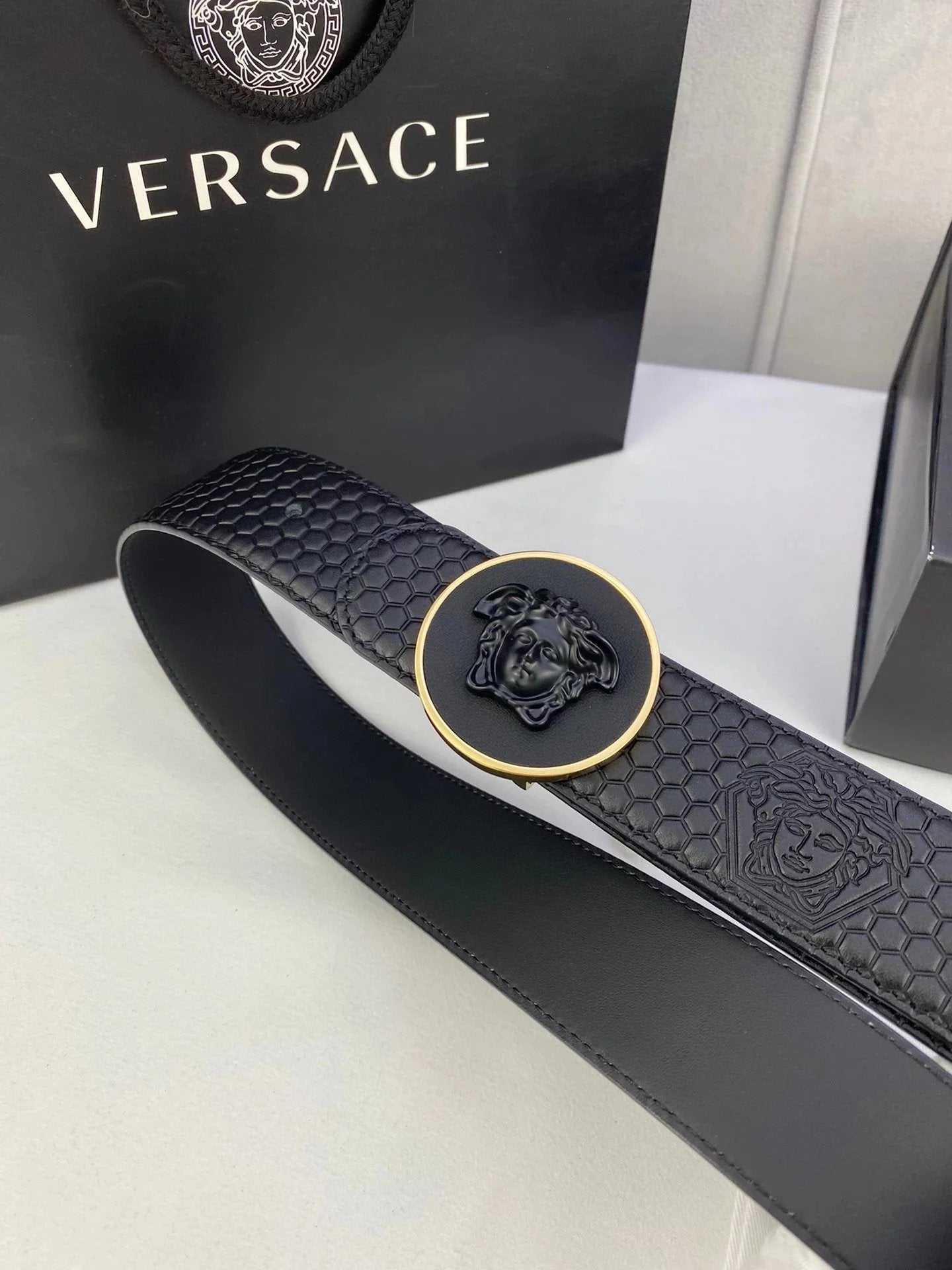 VERSACE Belt Top version Brand New Full Set Belt Fashion Trend Genuine Leather Business Casual Men Women Belt Cowhide Embossed Pant Belt