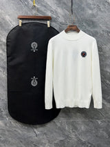 Chrome Hearts Sweater Logo LOGO Three-Dimensional Mock Neck Sweater Long Sleeve Idle Style OS Loose Fit Unisex Knit Top Jacket Versatile Casual Wearable Inside and Outside