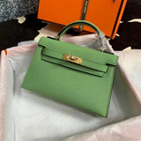 Hermes women's bag Top version New Women's Bag Minikellyll Kelly Bag Second Generation Epsom Leather Handmade Wax Line19cm