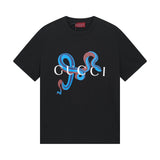 Gucci T-shirt Zodiac Snake Letter Print on Chest logo round Neck Short Sleeve25ss New Pure Cotton Unisex Style T T-shirt OS Loose Fit Base Shirt Half Sleeve T-Shirt Top Half Sleeve
