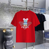 PRADA T-shirt Chest Mouse Pattern Print logo round Neck Short Sleeve25ss New pure cotton T Unisex T-Shirt OS Drop Shoulder Loose Fit Base Shirt Top T-Shirt Short Sleeve