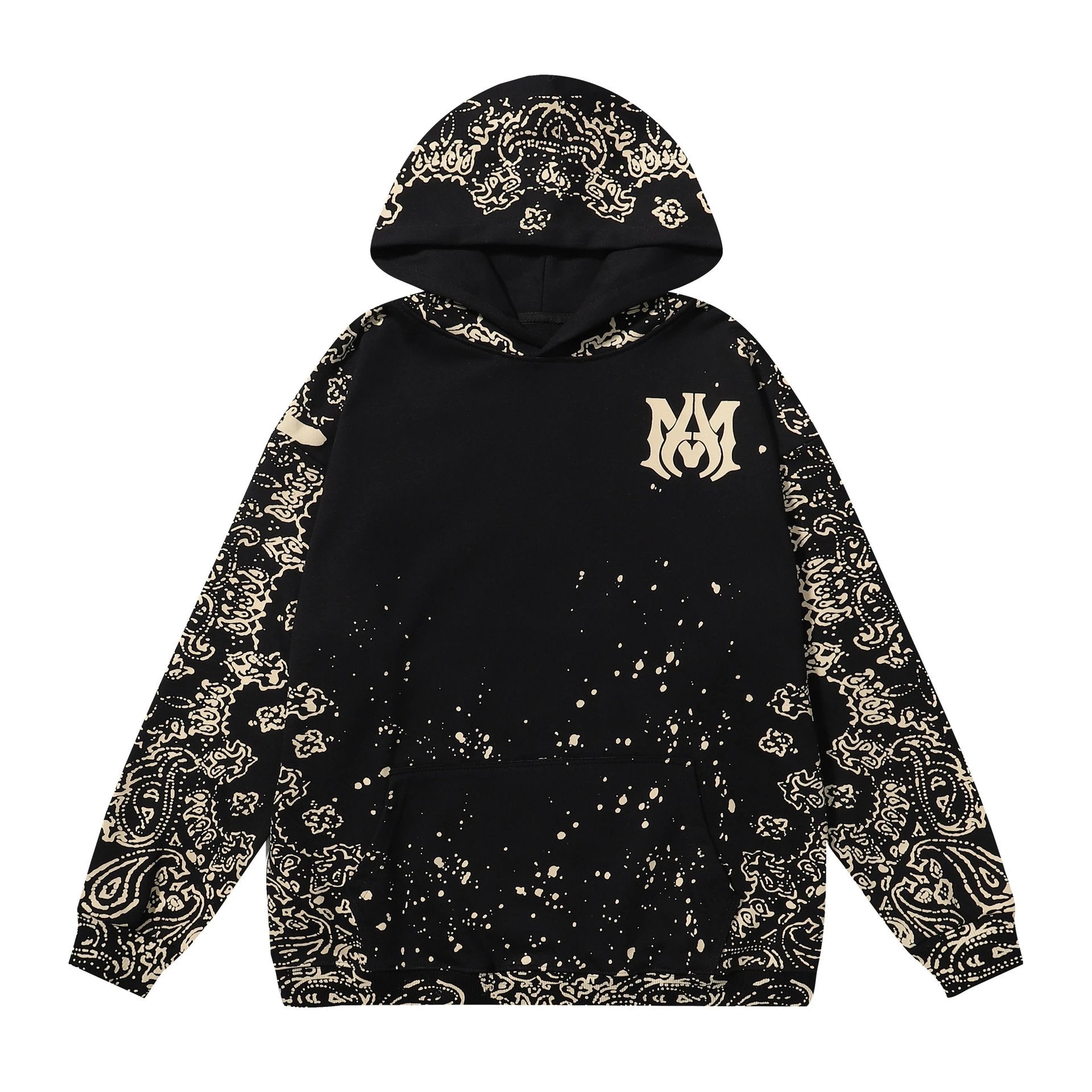 Amiri Hoodie 2024Autumn and Winter New Golden Paisley Letter Pattern Hooded Sweater for Men and Women