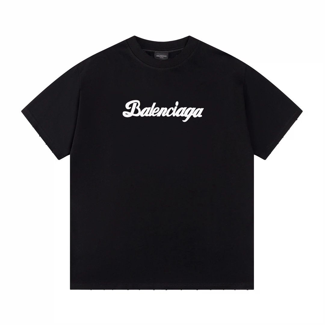 Balenciaga T-shirt Worn-out chest print logo round Neck Short Sleeve25ss New Pure Cotton Unisex Style T T-shirt OS Loose Fit Base Shirt Top Half Sleeve T-Shirt