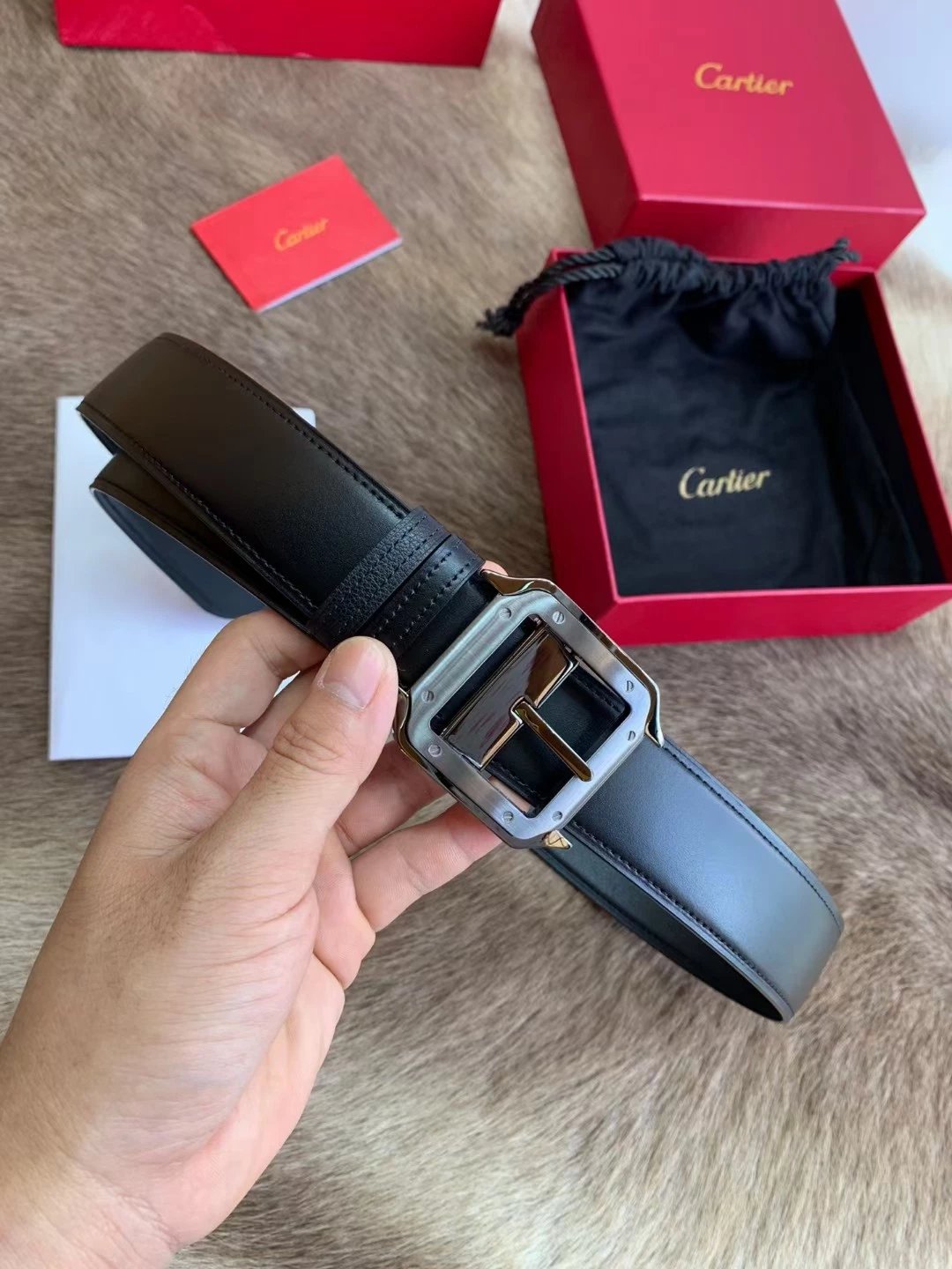 Cartier Belt Top version Original Order in Stock Belt Men2021Men's Italian Leather Belt Metal LOGO Formal Wear Belt Width3.5