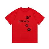 LOEWE T-shirt Puff Ball Letter Print on Chest logo round Neck Short Sleeve25ss New Pure Cotton Unisex Style T T-shirt OS Loose Fit Base Shirt Short Sleeve Top T-Shirt