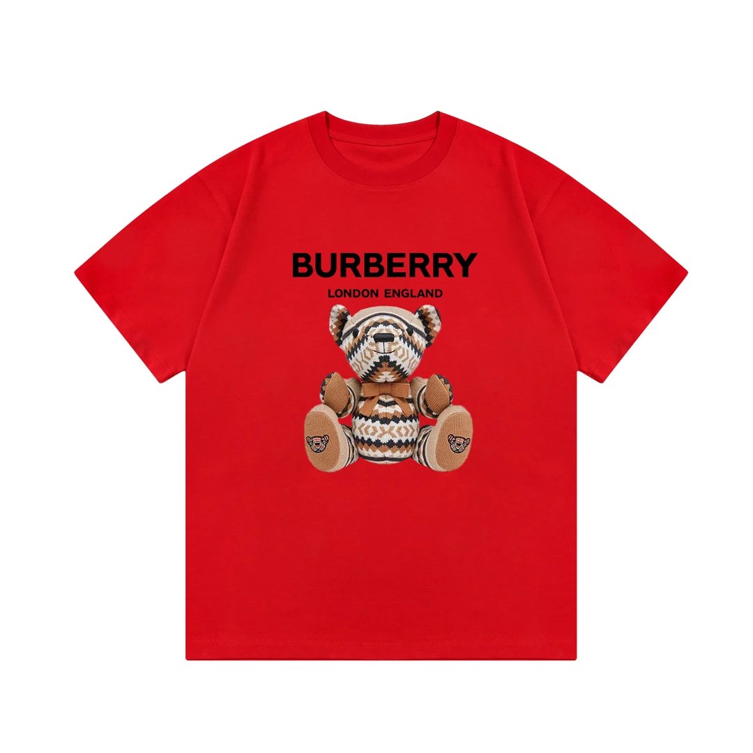 Burberry T-shirt Front Bear Letter Direct Print logo round Neck Short Sleeve25ss New Pure Cotton Unisex Style T T-shirt OS Loose Fit Base Shirt Top Half Sleeve T-Shirt