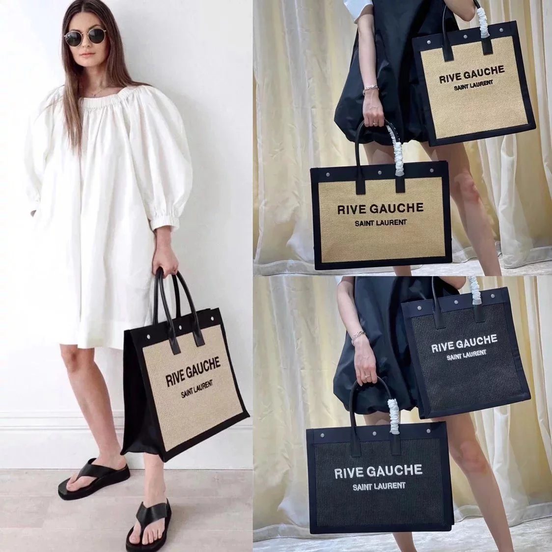 YSL Women's Bag Top version 2022Spring and Summer New Shopping Bag Beach Bag RiveGaucheToteBag Left Bank Shopping Bag Woven Bag Tote Tote Bag Mummy Bag Handbag Computer Bag Lady Commuter Briefcase