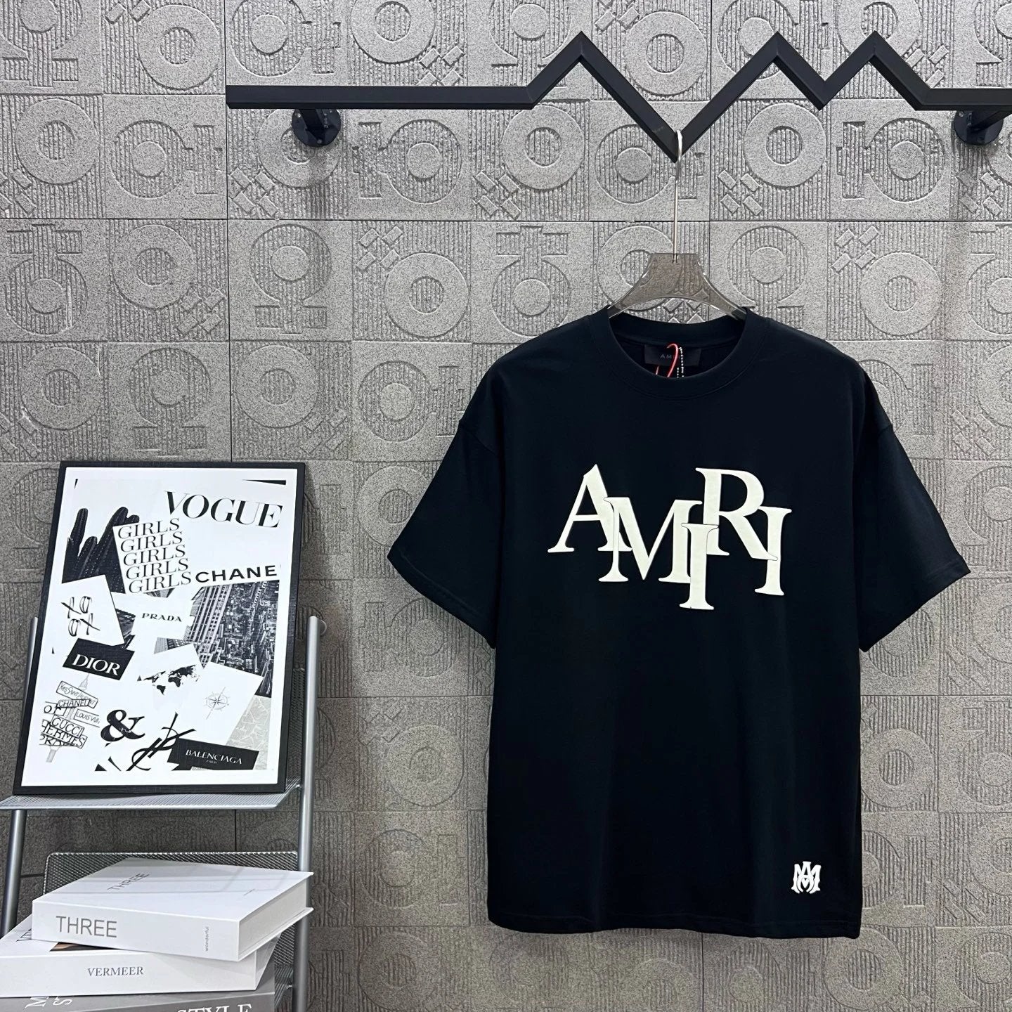 Amiri T-shirt Classic Letter Print on the Chest logo round Neck Short Sleeve25ss New Pure Cotton Unisex Style T Casual T-Shirt Base Layer Shirt OS Loose Fit Half Sleeve Top Plus Size