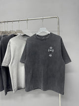 Chrome Hearts T-shirt Heavy Craft Vintage Full Back Rhinestone logo round Neck Short Sleeve25ss New pure cotton T Unisex T-Shirt OS Loose Fit Base Shirt Top Half Sleeve T-Shirt