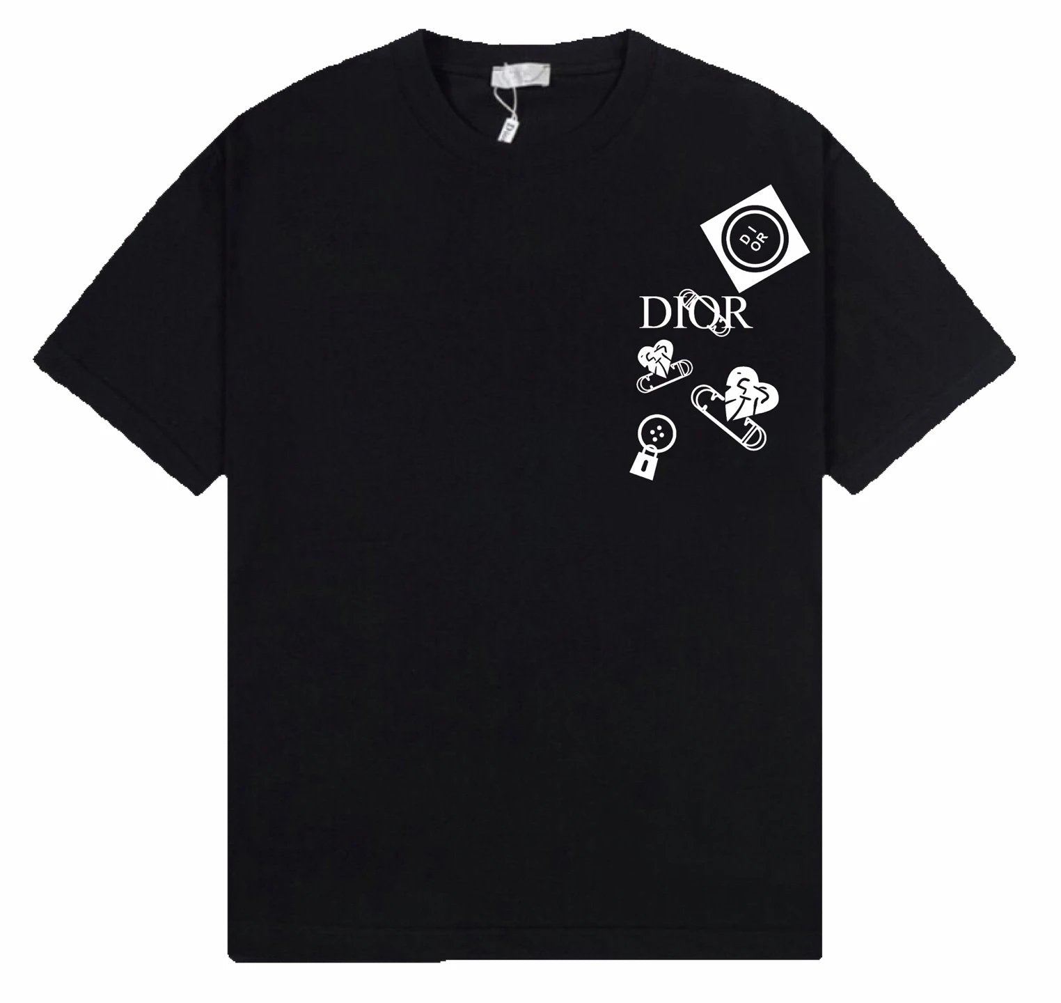 Dior T-shirt Heart Pattern Print on Chest Letters logo round Neck Short Sleeve25ss New Pure Cotton Unisex Style T T-shirt OS Loose Fit Base Shirt Half Sleeve T-Shirt Top Half Sleeve