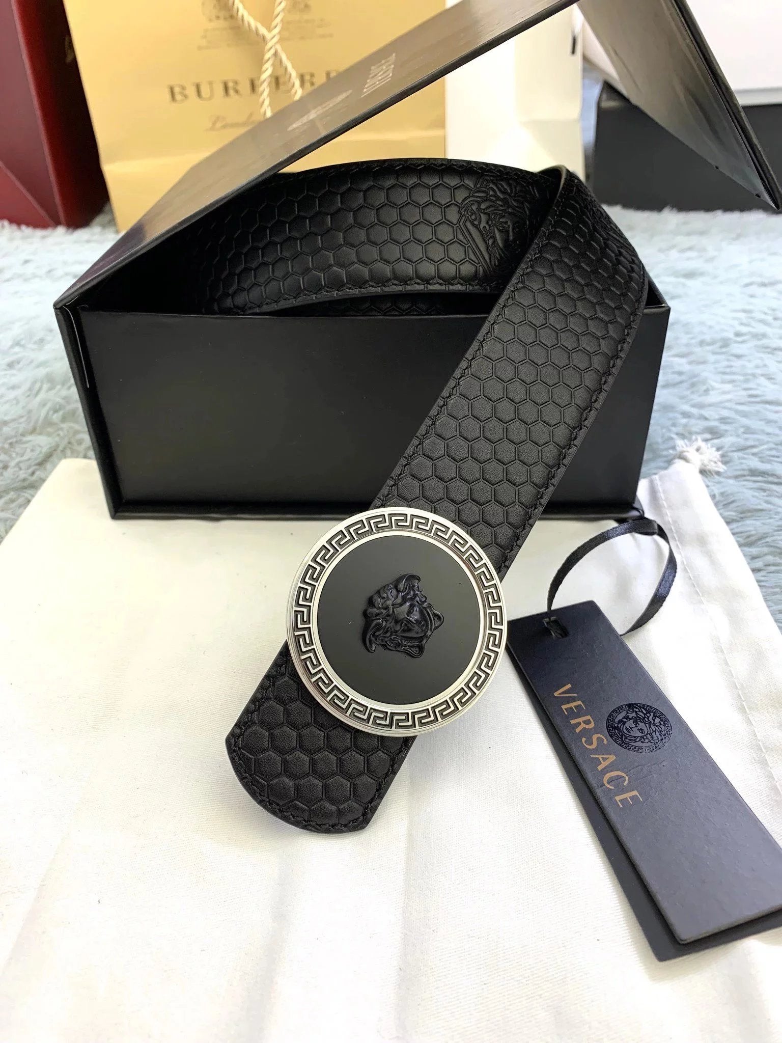 VERSACE Belt Top version Brand New Full Set Belt Fashion Trend Genuine Leather Business Casual Men Women Belt Cowhide Embossed Pant Belt