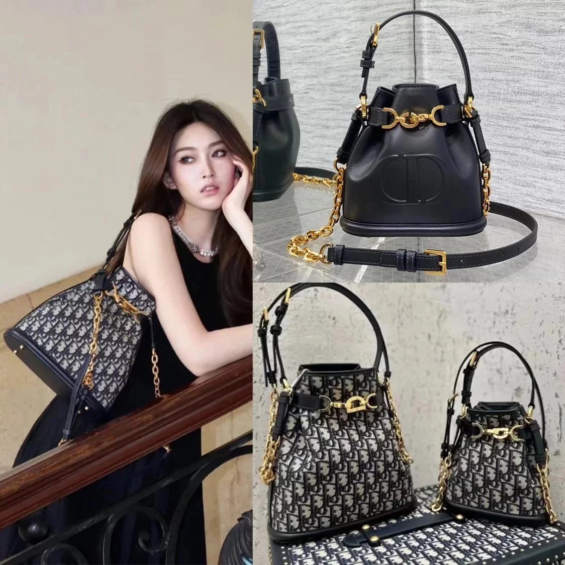 Dior Women's Bag Top version 【Original Factory】Latest Bucket Bag Brick Cabinet Latest C&#39;est Series Handbag New Cest Water Bucket Bag Handbag Shoulder Underarm Bag Classic Retro Patterns Small Bucket Bag Bucket Bag Tote Bag Handmade Straw Bag Woven Bag