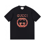 Gucci T-shirt Double-breasted G Digital Tiger Print logo round Neck Short Sleeve25ss New Pure Cotton Unisex Style T T-shirt OS Loose Fit Base Shirt Half Sleeve T-Shirt Top Half Sleeve