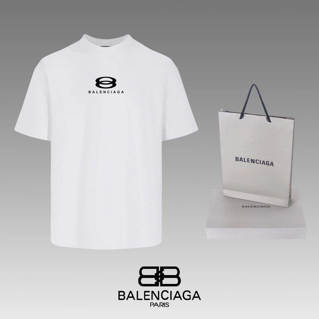 Balenciaga T-shirt Back Letter Double Ring Pattern Print logo round Neck Short Sleeve25ss New pure cotton T Unisex T-Shirt OS Loose Fit Base Shirt Top Half Sleeve T-Shirt