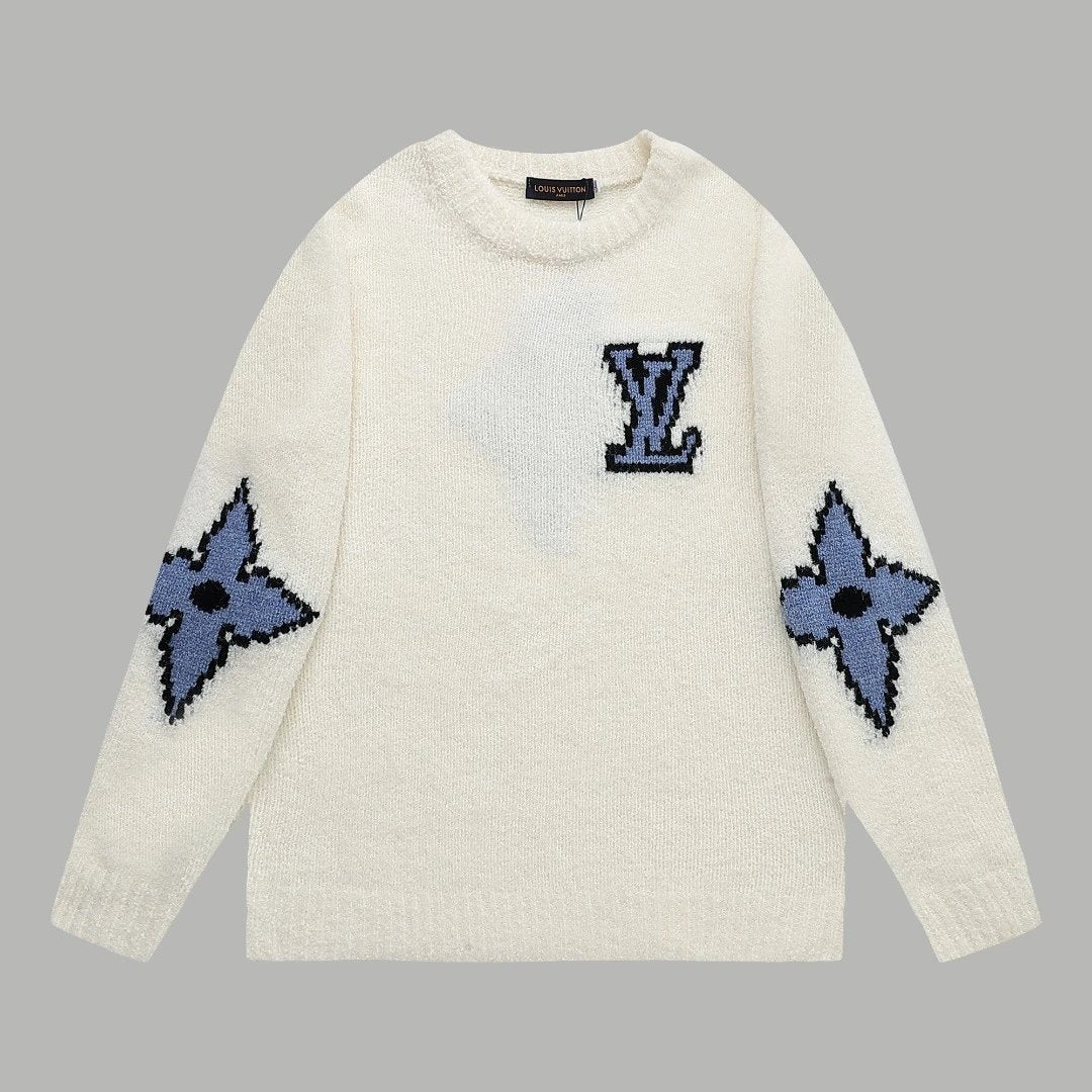 Louis Vuitton LV Sweater Ski Series Seahorse Hair Pearl Round Neck Sweater Long Sleeve Pullover Unisex Thickened Top Versatile Casual Coat Lazy Style OS Loose fit