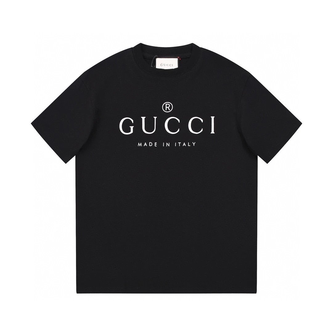 Gucci T-shirt Classic Chest Print logo round Neck Short Sleeve25ss New Pure Cotton Unisex Style T T-shirt OS Loose Fit Base Shirt Short Sleeve T-Shirt Top