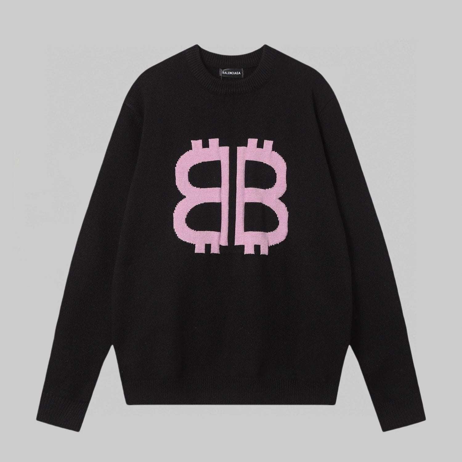 Balenciaga Sweater Double B Letter Crew Neck Knit Sweater Long Sleeve Pullover Unisex Thickened OS Loose Fit Top Versatile Casual Jacket Lazy Style