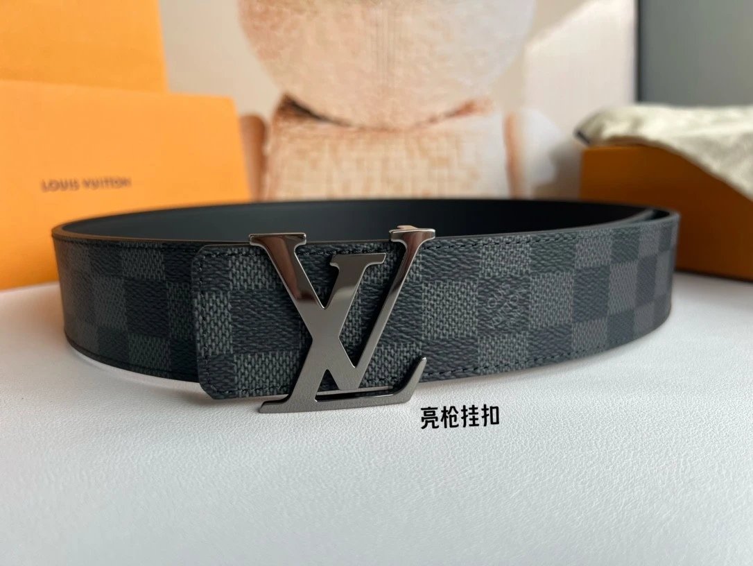 Louis Vuitton LV Belt Top version 【Counter Quality】The Most New Belt4.0cm Men's Belt Metal Buckle Men's Leather Belt with Classic Chessboard Plaid Belt with Genuine Goods Packaging in and out of the Counter No Problem Versatile Casual Fashion Formal Wear