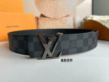 Louis Vuitton LV Belt Top version 【Counter Quality】The Most New Belt4.0cm Men's Belt Metal Buckle Men's Leather Belt with Classic Chessboard Plaid Belt with Genuine Goods Packaging in and out of the Counter No Problem Versatile Casual Fashion Formal Wear