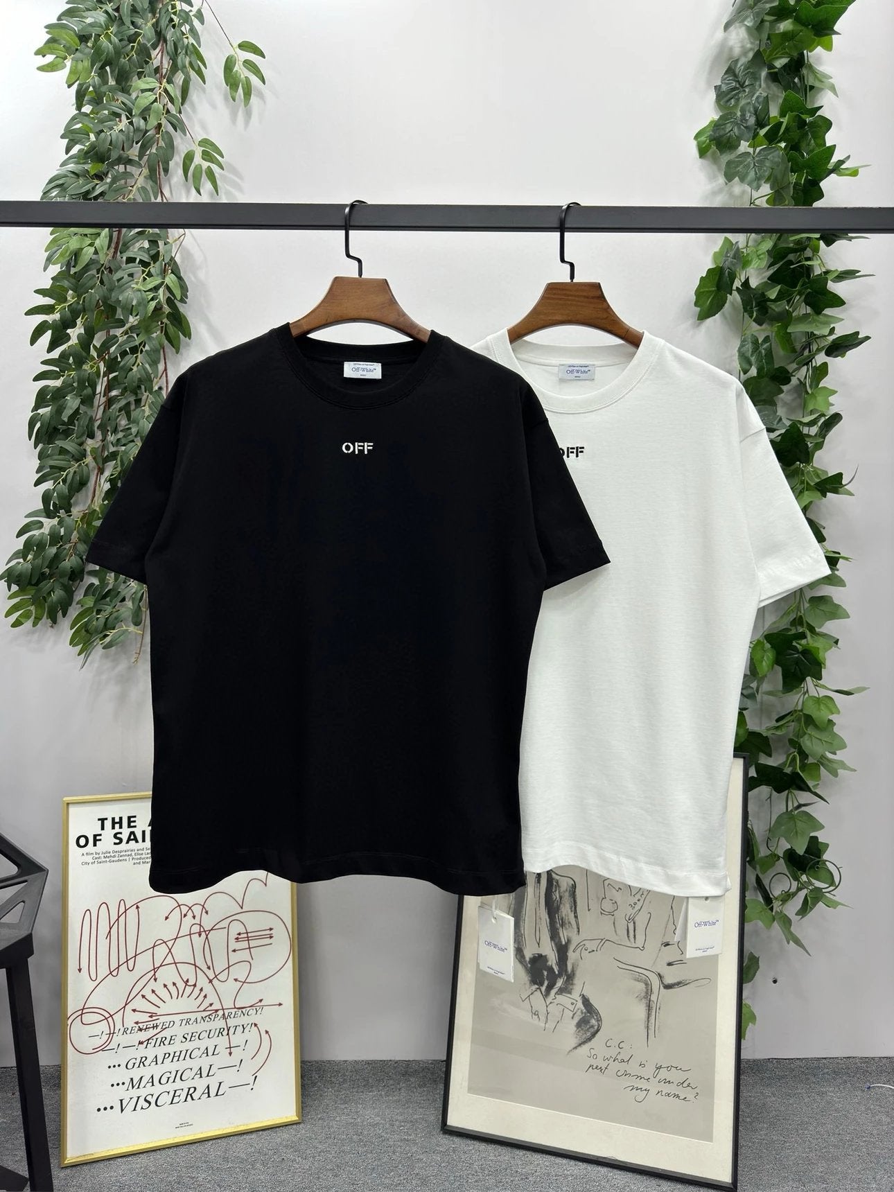 OFF-White T-shirt Top Version Counter Same Style Pure Cotton Summer Men's and Women's Same Fashion Loose All-Matching2024New Short Sleeve T T-shirt