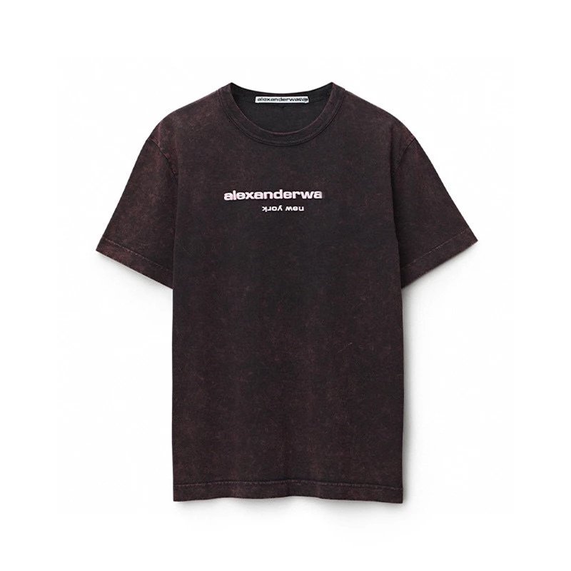 Alexander Wang T-shirt Top Version Spring and Summer Men's and Women's Foam Distressed Letters logo Short Sleeve T T-shirt