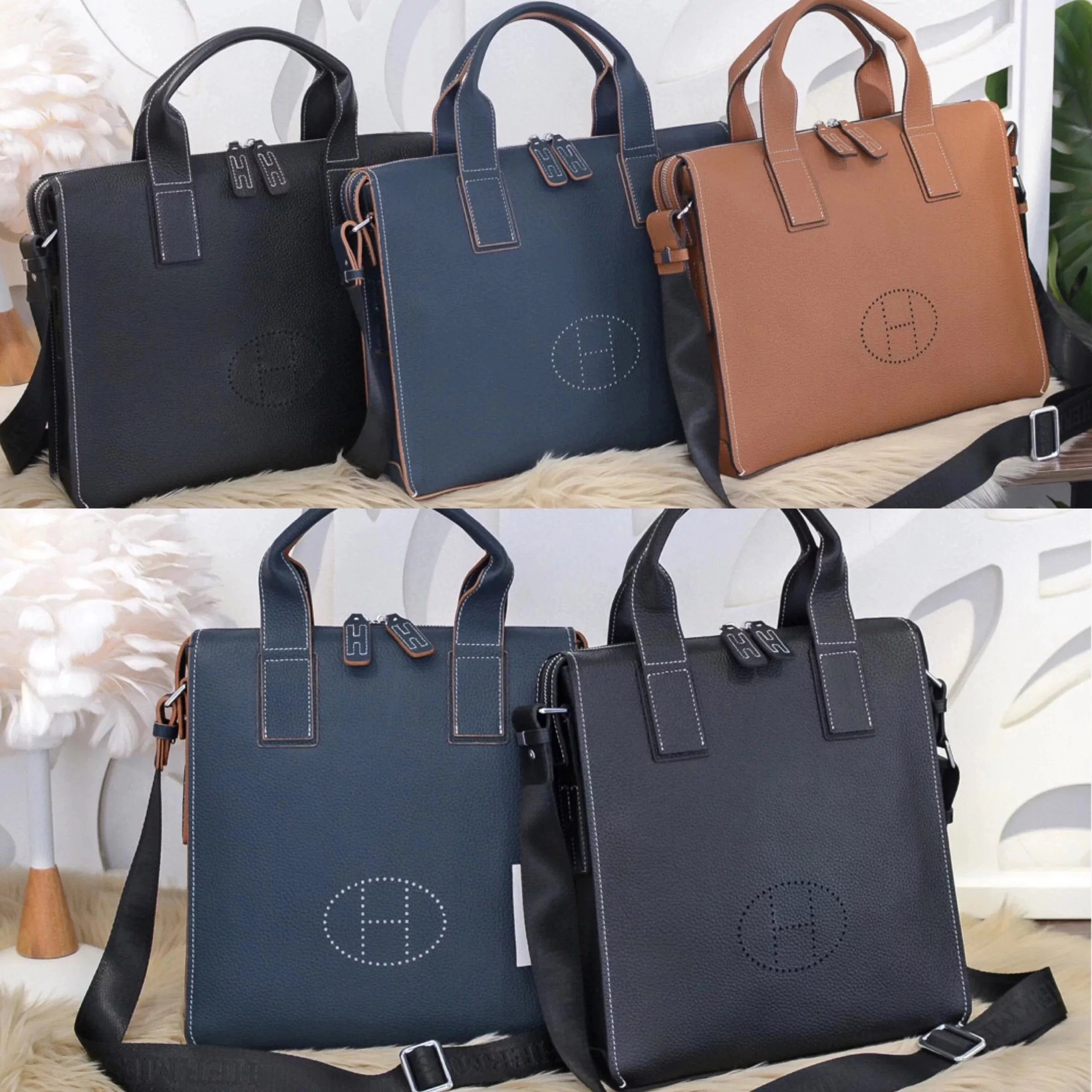 Hermes men's bag Top version Can Support Counter Comparison Genuine Goods Quality Men's Bag Business Briefcase Computer Bag Messenger Bag Shoulder Bag Handbag Handbag