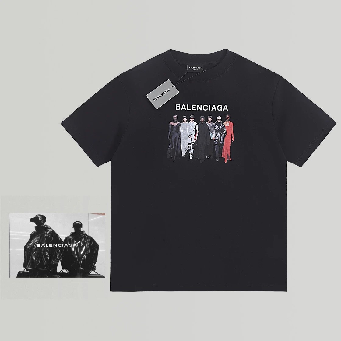 Balenciaga T-shirt Front Chest Show Model Portrait Print logo round Neck Short Sleeve25ss New pure cotton T Unisex T-Shirt OS Loose Fit Base Shirt Top Half Sleeve T-Shirt