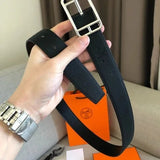 Hermes Belt Top version Men's Women's Belt Genuine Leather Double-Sided Belt Italy Imported First Layer Cowhide Leather Pure Original Leather Pure Steel Buckle h Home Unisex3.2cm Wide