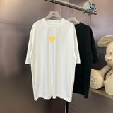 Balenciaga T-shirt Yellow double on chest B Wheat Embroidery logo round Neck Short Sleeve25ss New Pure Cotton Unisex Style T T-shirt OS Loose Fit Base Shirt Top Half Sleeve T-Shirt